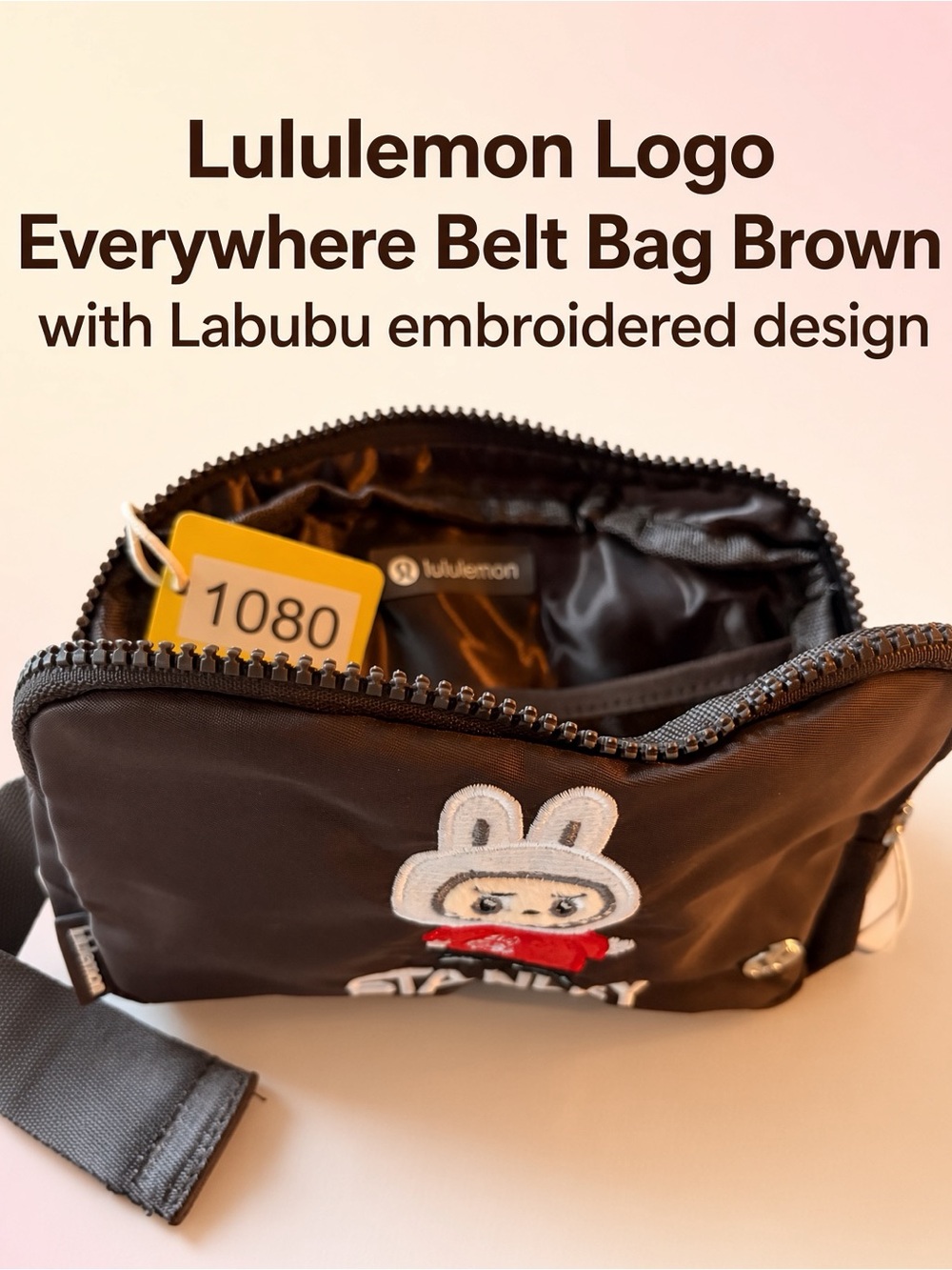 1080,Lululemon Logo Everywhere Belt Bag with Red & White Embroidered Character. - Picture 3 of 5